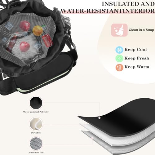 Insulated Water Bottle Carrier with Adjustable Strap - 25/32/40 oz Water Bottle Crossbody Bag with Small Purse for Hiking, Gym, Travel - color: Black