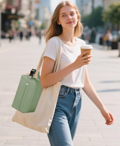 Small Insulated Lunch Bag: Reusable Small Lunch Box, Mini Soft Cooler Bag - color: Green