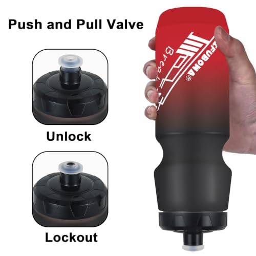 Bike Water Bottle 750ml, 2 Pack, Dishwasher Safe - color: Black/White+Black/Red, size: 2‑Pack