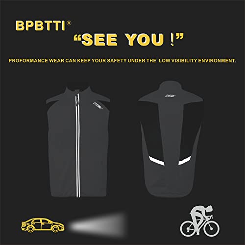 bpbtti Men's Cycling Running Vest Sleeveless Windbreakers With Two side Pockets(2.0) - Windproof, Breathable and Reflective - color: White, size: Large