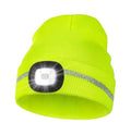 MELASA Reflective Stripe Beanie with the Light, Warm Hat with Light Outdoor - color: Fluorescent Yellow