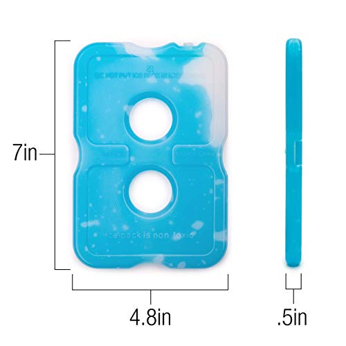 Ice Pack (Set of 5) Large Leak-Proof, Slim, Reusable, Freezer-Safe, Long-Lasting for Cooler Bags, Lunch Bags and Lunch Box. Keep Food and Drinks Cold for Hours.