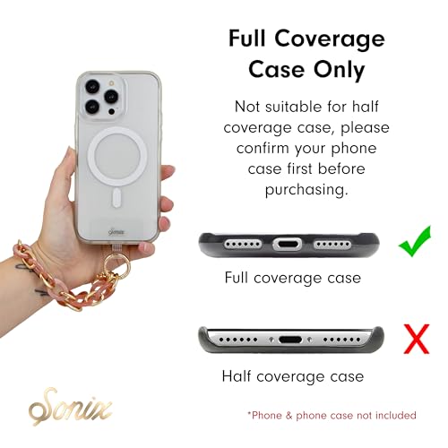 Sonix Phone Wristlet - Detachable Universal Smartphone Wrist Strap, Hands-Free Lanyard Cellphone Bracelet with Tether Tab - color: Rose Marble