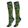 Compression Socks Women Knee High Support Circulation Stockings for Running Cycling Flying - color: Pineapple