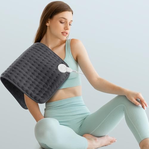 VALGELUIK Heating Pad for Back Pain Relief, 12"x24" Electric Heat Pad Gifts - color: Deep Gray, size: 12 Inch x 24 Inch