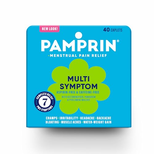 Pamprin Multi-Symptom Formula, with Acetaminophen, Menstrual Period Symptoms Relief including Cramps, Pain, Bloating, and Irritability 40 Caplets - style: Multi-symptom