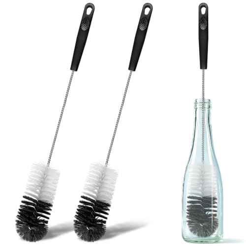 2 Pcs Bottle Brushes Set, 17 Inches Long Thin Flexible Bendable Cleaner - size: 17" Extended