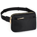 UTO Fanny Pack Crossbody Belt Purse Chest Waist Hip Travel Hiking Bumbag - color: 01222 Black (Gold Zip)