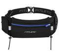 Fitletic - Ultimate II Running Pouch with Gels, Runners Pouch, Running Waist Belt with Gel Loops, Exterior Pocket, Inner Pocket, and Integrated Bib Toggles, Running Accessories - color: Blue & Black
