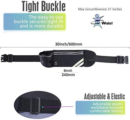 Running Belt with Water Bottle Holder for iPhone 17 16 15 14 13 12 11 Pro Max Xs 16e Xr X Plus Mini/Galaxy,Reflective Phone Belt Bag for Running Women Men Hydration Waist Bag Fanny Pack Pouch