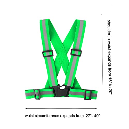 Running Reflective Vest Gear 3 Pack, Adjustable Safety Vest High Visible Reflective Belt Straps Night Walking Vest - color: Green,Blue,Grass Green
