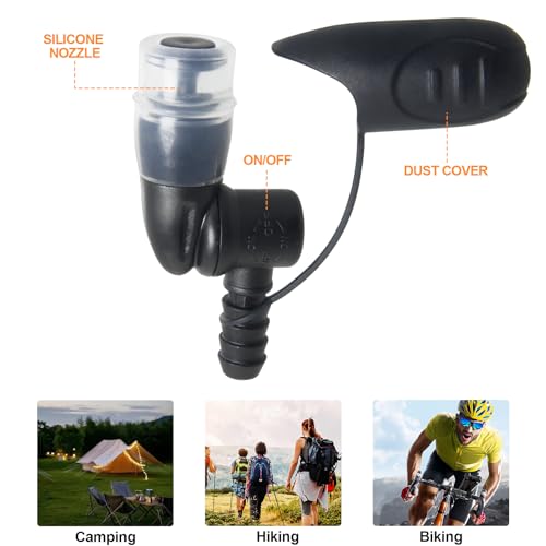 Hydration Bags Bite Valve Mouthpiece Replacement Bite Valve Replacement - style: 2 Pack (Black with Cover)