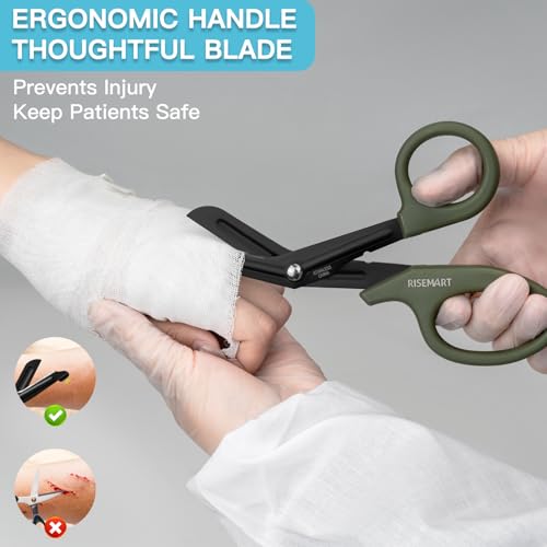 RISEMART 2 Pack Trauma Shears 7.5 Inches Stainless Steel Bandage Scissors - color: Green+orange