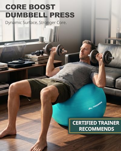 Trideer Yoga Ball for Exercise, Pregnancy, Exercise Ball, Pump Included - color: Turkis, size: XL(27-30ines/68-75cm)