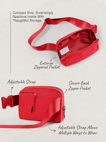 ODODOS Unisex Mini Belt Bag with Adjustable Strap Small Fanny Pack for Workout Running Traveling Hiking, Red - color: Red