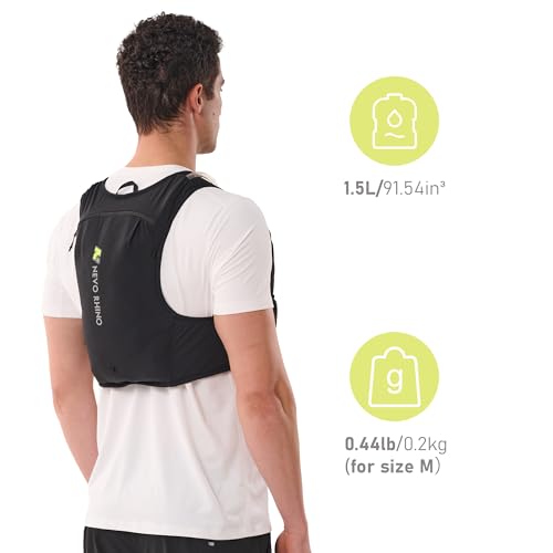 N NEVO RHINO Running Vest, Hyration Vest with 2 Pcs 500ML Soft Flasks - color: Black, size: Small