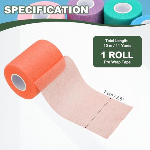 Pre Wrap Tape, Non-Slip Grip Cushion Wrap Prewrap Athletic Tape Fitting for (Tennis- Badminton - Pickleball - Sports) - color: Orange