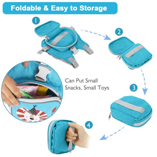 Toddler Harness Leash+ Anti Lost Wrist Link, Accmor Adorable Lion Baby Harness with Leash, Collapsible Child Anti Lost Leash Cute Kid Harness Belt Strap - Keep Kids & Babies Close While Walking - color: Baby Blue/Lion