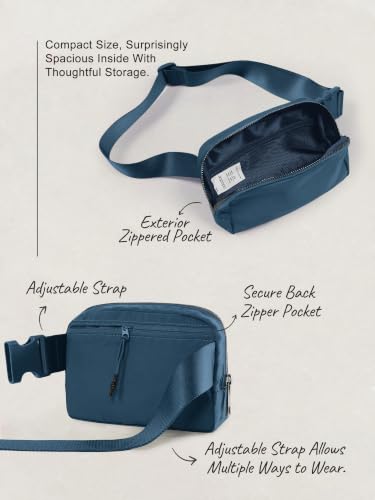ODODOS Unisex Mini Belt Bag with Adjustable Strap Small Fanny Pack for Workout Running Traveling Hiking, Navy Blue - color: Navy Blue