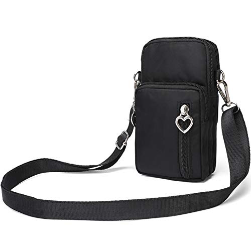 Outdoor Sweat-Proof Running Armbag Cross-Body Shoulder Casual Wallet Purse Crossbody Bag Gym Fitness Cell Phone Key Holder for iPhone 13 12 Pro Max Xs Max/Xr,Galaxy Note 10, P30 Pro,Black - color: #9