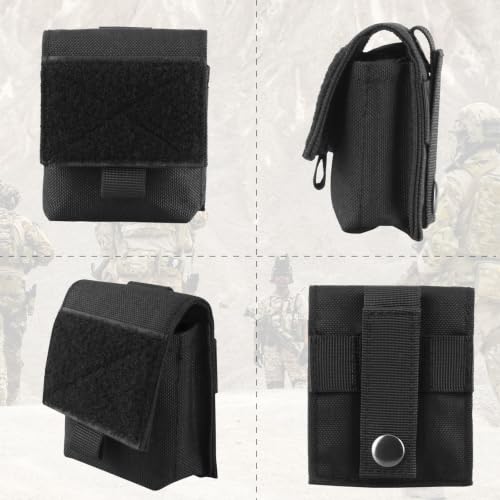 Azarxis Tactical Mini Belt Pouches, Multi-Purpose Small Battery Case Compact Utility EDC Card Slot Holder Waist Bags Military Molle Pack Sundries Storage Pack - color: #01 Black - 2 Pack