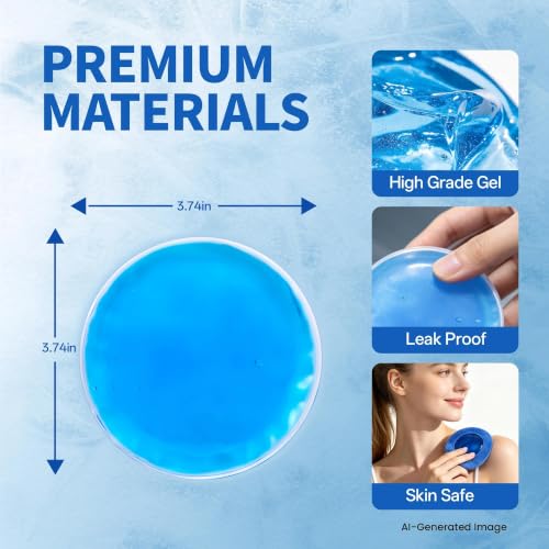 Reusable Round Soft Gel Cold Packs for Injuries, Toddler Ice Packs for Boo Boos, Small Cold Compress Ice Pack for Relieving Knee, Ankle, Tooth, Head Soreness, Muscle Strain, 4 Packs