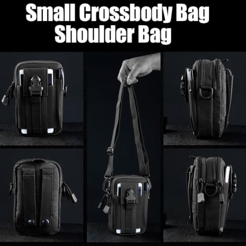 Belt Pouch, Tactical Molle Phone Pouch EDC Utility Pouches Waist Bag Packs, Small Cell Phone Holster Gear Tool Gadget Pocket for Men Running - color: Strap Black