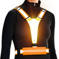 LED Reflective Vest Running Gear, USB Rechargeable Light Up Running Vest Chest Phone Holder for Runners Night Walking - color: Orange
