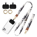 Cell Phone Lanyard Adjustable Crossbody Strap, Cute Phone Neck Wristlet Wrist Strap Patch for Keys Case Accessories - color: Black White Cowhide