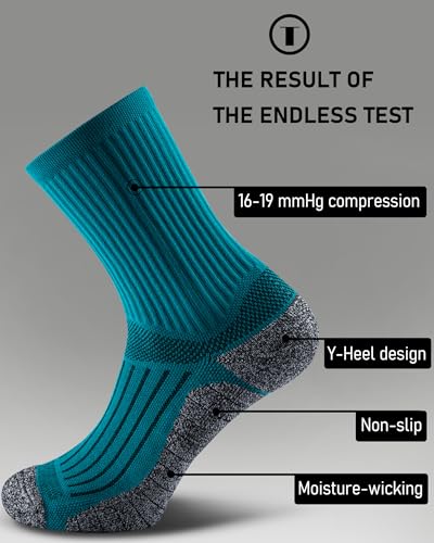 Elite Cushioned Compression Mid-crew Socks 4-Pack for Youth Women Men - color: Greenlake (4 Pairs), size: X-Large