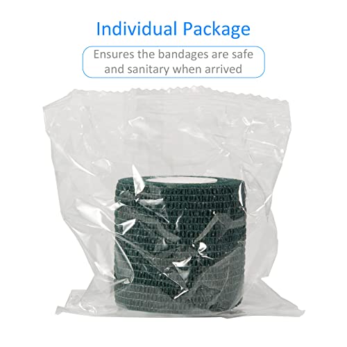 12Pcs Self Adhesive Bandage Wrap 2inch x 5 Yards Elastic Bandage Wrap Sport - color: Army Green, size: 12Pcs