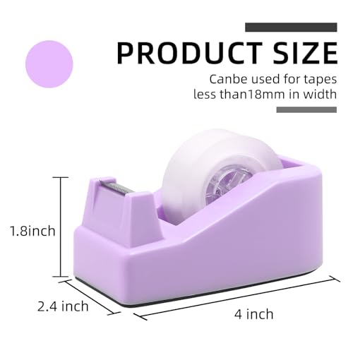 Desktop Tape Dispenser Heavy Duty Desk Accessories Floral Office Tape Dispensers, Weighted Non-Skid Base, Macaron Purple - color: Purple