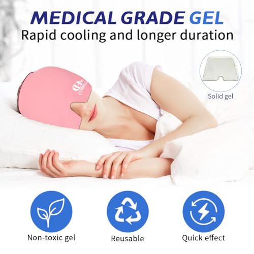 Migraine Relief Cap, Soothing Headache Ice Face Mask Products - color: 2pink