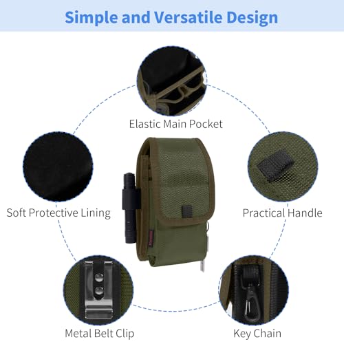 KENOBE Belt EDC Pouch, 5-Pocket Cell Phone/Tool Holder, Army Green - color: Army Green