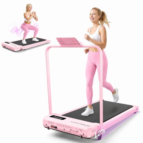 ANCHEER Walking Pad with Incline - Under Desk Treadmill with Handle Bar - color: Pink Rose Gold