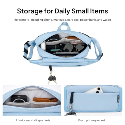 TOPEAST Waist Pack Large Capacity Fanny Pack with Water Bottle Pocket - color: Sky Blue