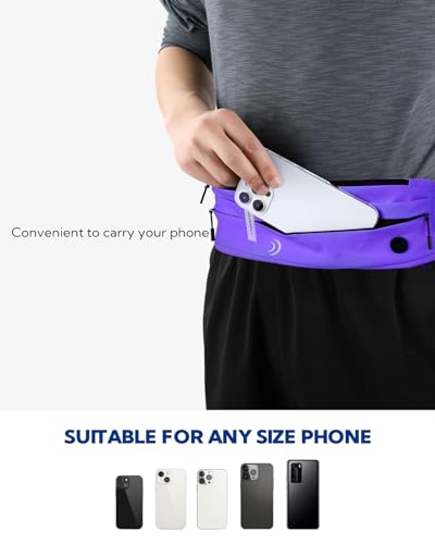 WATERFLY Running Belt Fanny Pack:Phone Holder Belt for Men Women - color: Purple