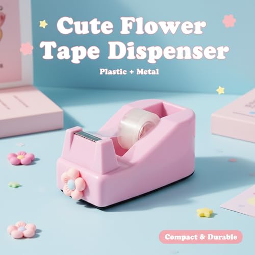 Tape Dispensers,Purple/Pink Tape Dispenser,Tape Dispenser Desk with Stable Weighted Base,Easy One-Hand Use for Scrapbook,Duct Tape & Packing Tape,Ideal for Vision Board Supplies,Office&School Supplies