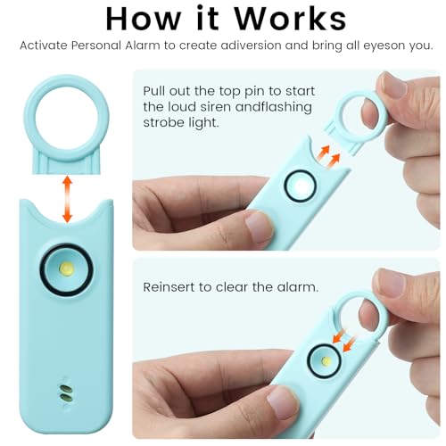 TIPSEAN Personal Safety Alarm - 135dB Ultra Loud Siren with LED Strobe Light, USB-C Rechargeable, Compact Keychain Alarm for Women/Men, Emergency Flashlight & Vibration Alert(Blue) - color: Blue