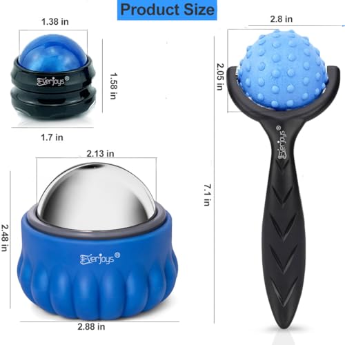 Massage Roller Ball Set Cold & Heat Therapy Tissue Relief Muscle Recovery - color: Blue Set