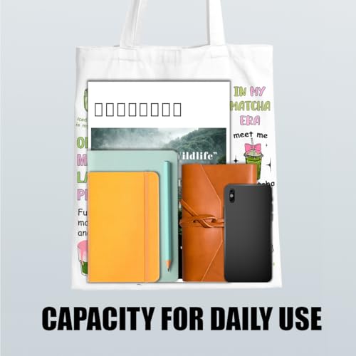 Canvas Tote Bag Gift for Women Girls Friends Shopping Beach Vacation Canvas Tote Bag - color: Matcha