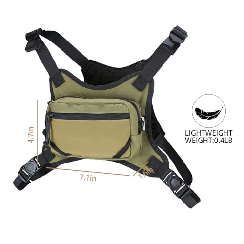 MGFLASHFORCE Chest Bag for Men and Women, Chest Rig Pack Front EDC Pouch - color: Green
