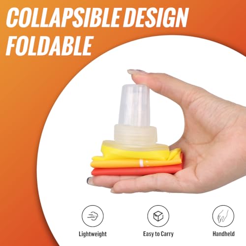 WRELS TPU Soft Flask Lightweight Portable Reusable Water Bottle,BPA Free Collapsible Flask for Hydration Pack in Running Hiking Cycling and Marathon - color: Orange-yellow-250ML*2