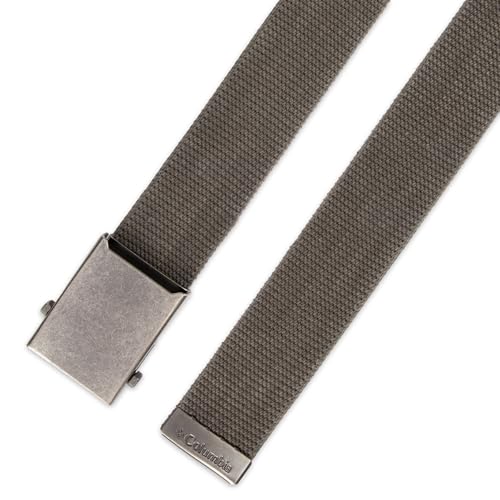 Columbia Men's Military Plaque Buckle Fabric Belt- One Size 42" Length - Everyday and Outdoor Wear - color: Charcoal Cotton Strap