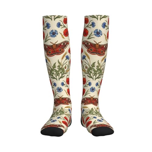 Witchy Moth Compression Socks For Women Men - color: Floral Moth