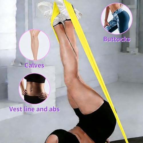 Resistance Bands Long Non-Latex Elastic Stretch Bands - color: Yellow-10/15lb, size: 5ft/6.5ft