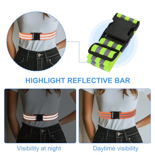 PATIKIL Adjustable Reflective Running Belt, Glow Pt Belt Sash for Cycling Walking - color: Green, size: 1.9 Inch