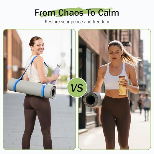 Slim Panda Yoga Mat Strap, Adjustable Soft Cotton Carrier - color: Oasis Blue, size: 72 inches