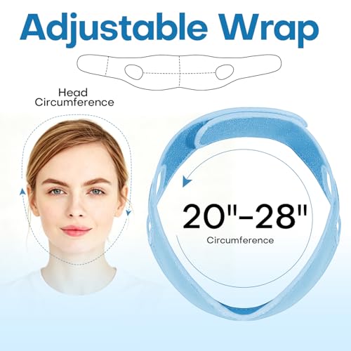 Wisdom Teeth Ice Pack Head Wrap Jaw Face Ice Pack for Wisdom Teeth Removal with 4 Gel Packs for Toothache Pain Relief Facial Face Oral Surgery TMJ Tonsillectomy Recovery Must Haves - color: Light Blue With 4 Ice Packs