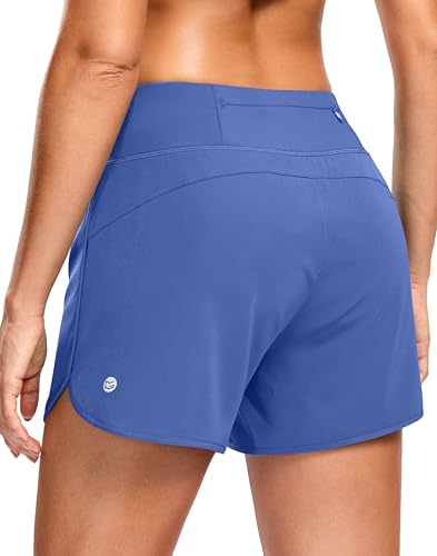 G Gradual Women's 3" Running Athletic Shorts with Phone Pocket - color: Blue, size: Medium